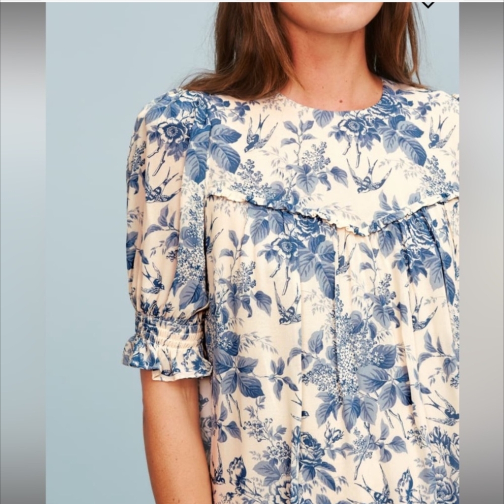 NWT REFORMATION COnrad Pompadour Floral Blue and White Dress 4 - Picture 4 of 8